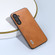 Samsung Galaxy S23 FE 5G ABEEL Dual Color Cowhide Texture PU Phone Case - Brown