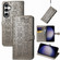 Samsung Galaxy S23 FE 5G Cat and Dog Embossed Leather Phone Case - Gray
