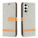 Samsung Galaxy S23 FE 5G Color Block Denim Texture Leather Phone Case - Grey Samsung Galaxy S23 FE 5G Color Block Denim Texture Leather Phone Case - Grey