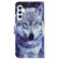 Samsung Galaxy S23 FE 5G Colored Drawing Leather Phone Case - White Wolf