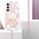 Samsung Galaxy S23 FE 5G Electroplating IMD Splicing Dual-side Marble TPU Phone Case with Lanyard - Pink White