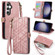 Samsung Galaxy S23 FE 5G Geometric Zipper Wallet Side Buckle Leather Phone Case - Pink