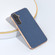 Samsung Galaxy S23 FE 5G Nano Electroplating Genuine Leather + PC Litchi Texture Phone Case - Blue