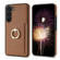 Samsung Galaxy S23 FE 5G Ring Card Litchi Leather Back Phone Case - Brown