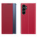 Samsung Galaxy S23 FE 5G Side Display Adsorption Plain Cloth Smart Leather Phone Case - Red