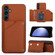 Samsung Galaxy S23 FE 5G Skin Feel PU + TPU + PC Card Slots Phone Case - Brown