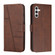 Samsung Galaxy S23 FE 5G Stitching Calf Texture Buckle Leather Phone Case - Brown