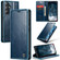 Samsung Galaxy S23 FE CaseMe-003 PU + PC Business Style Crazy Horse Texture Leather Phone Case - Blue Green