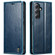 Samsung Galaxy S23 FE CaseMe-003 PU + PC Business Style Crazy Horse Texture Leather Phone Case - Blue Green