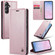 Samsung Galaxy S23 FE CaseMe-003 PU + PC Business Style Crazy Horse Texture Leather Phone Case - Pink