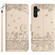 Samsung Galaxy S23 FE Cat Embossing Pattern Leather Phone Case with Lanyard - Beige