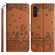 Samsung Galaxy S23 FE Cat Embossing Pattern Leather Phone Case with Lanyard - Brown