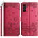 Samsung Galaxy S23 FE Cat Embossing Pattern Leather Phone Case with Lanyard - Red