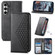 Samsung Galaxy S23 FE Cubic Grid Calf Texture Magnetic Leather Phone Case - Black