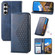 Samsung Galaxy S23 FE Cubic Grid Calf Texture Magnetic Leather Phone Case - Blue