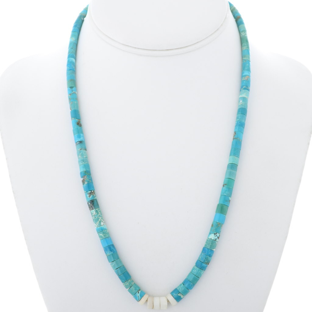 Vintage Turquoise Heishi Shell Necklace 