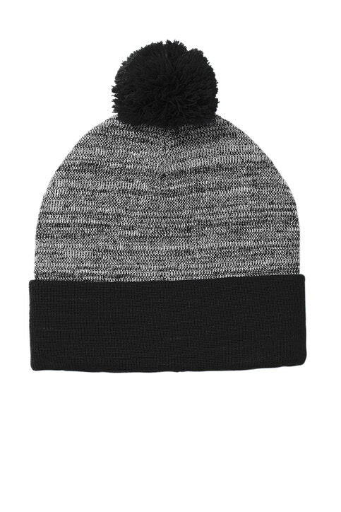 Sport Tek Heather Pom Pom Beanie