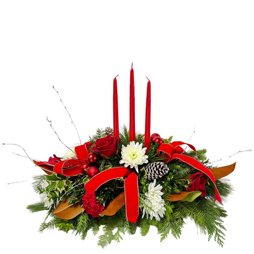 Traditional Holiday Centerpiece, shown in Deluxe Full Bouquet