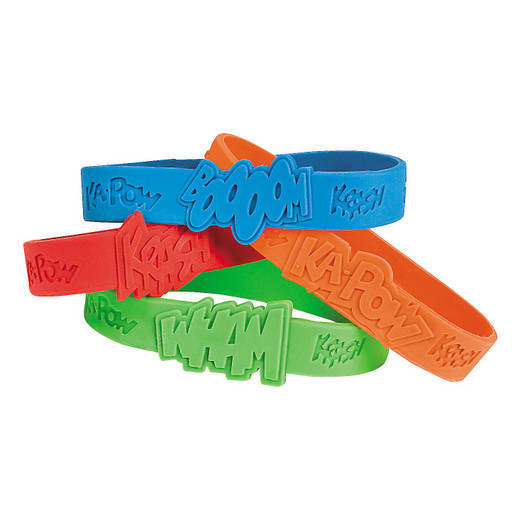 Superhero Sayings Rubber Bracelets