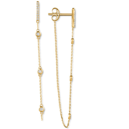 Diamond Bezel Chain Drop Earrings (1/4 ct. t.w.) in 14k Gold