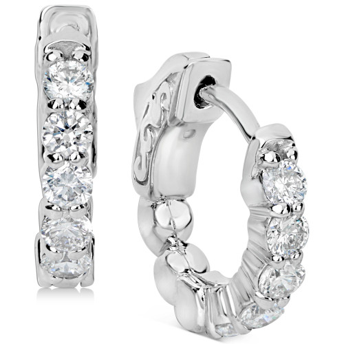 Diamond Huggie Hoop Earrings (1 ct. t.w.) in 14k White or Yellow Gold