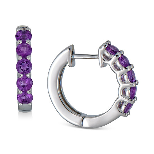 Blue Topaz Small Hoop Earrings (1-1/2 ct. t.w.) in Sterling Silver, 0.67" (Also in Amethyst)