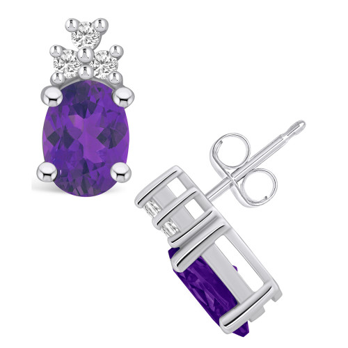 Amethyst (2-3/8 ct. t.w.) and Diamond (1/5 ct. t.w.) Stud Earrings in 14K White Gold