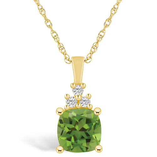 Peridot (2-3/8 Ct. T.W.) and Diamond (1/10 Ct. T.W.) Pendant Necklace in 14K Yellow Gold