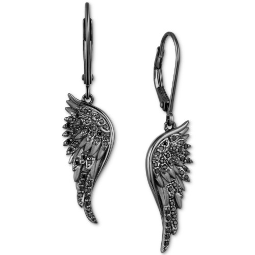 Black Diamond Villains Maleficent Wing Drop Earrings (1/3 ct. t.w.) in Black Rhodium-Plated Sterling Silver