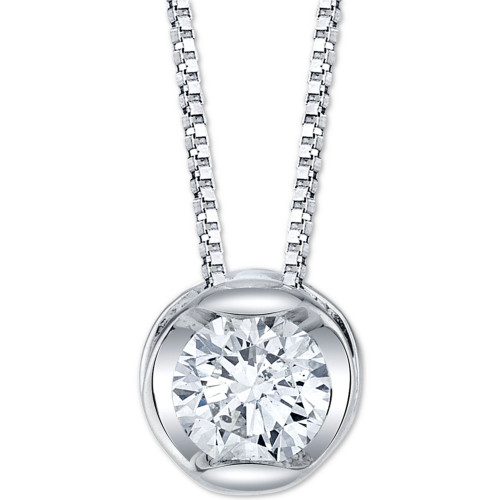 Diamond Circular 18" Pendant Necklace (1/4 ct. t.w.) in 14k White Gold