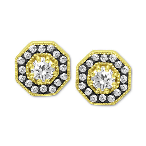 Cubic Zirconia Octagon Stud Earrings in 18k Gold-Plated Sterling, Created for Macy's