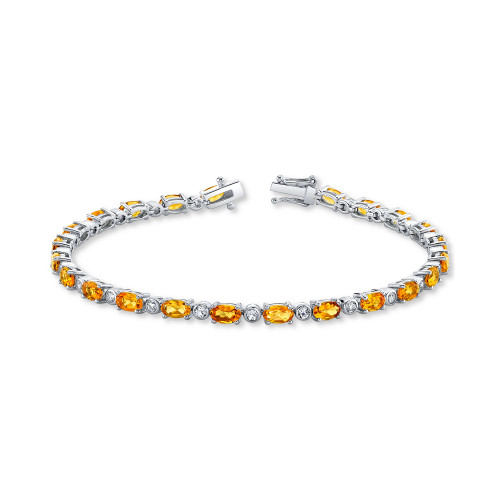 Citrine (5-3/4 ct. t.w.) & White Topaz (7/8 ct. t.w.) Tennis Bracelet in Sterling Silver