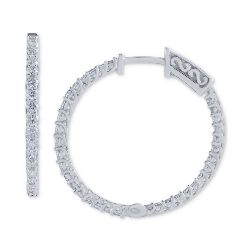 Diamond Small Hoop Earrings (1 ct. t.w.) in 14k White Gold
