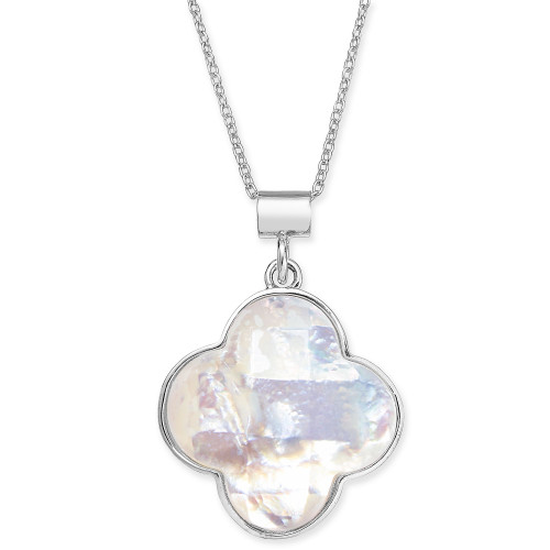 Mother-of-Pearl Clover 18" Pendant Necklace in Sterling Silver
