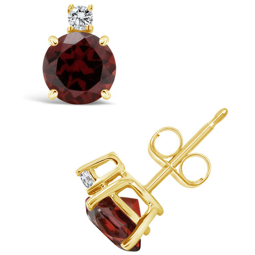 Garnet (2-1/5 ct. t.w.) and Diamond Accent Stud Earrings in 14K Yellow Gold