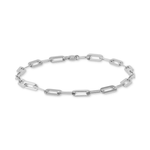 Polished Paperclip Bracelet in 18K Gold over Silver or Sterling Silver