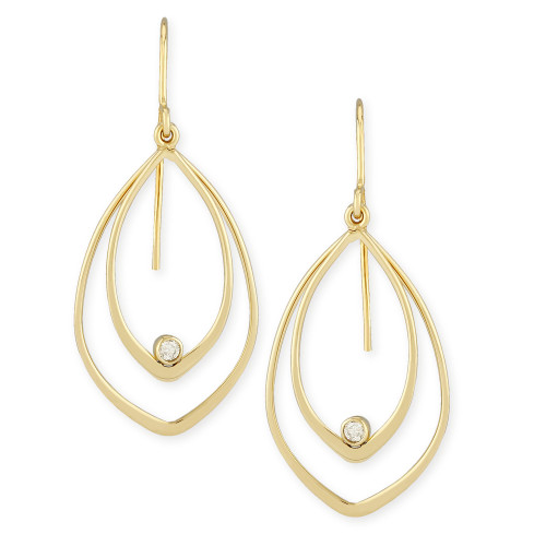 Diamond Accent Twin Drop Earrings in 14K Yellow Gold