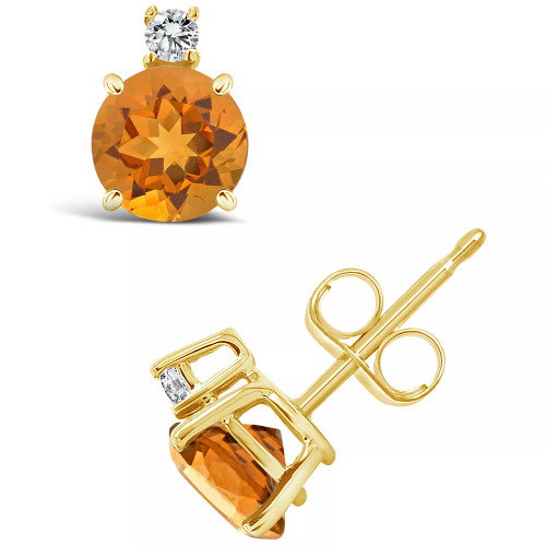 Citrine (1 ct. t.w.) and Diamond Accent Stud Earrings in 14K Yellow Gold