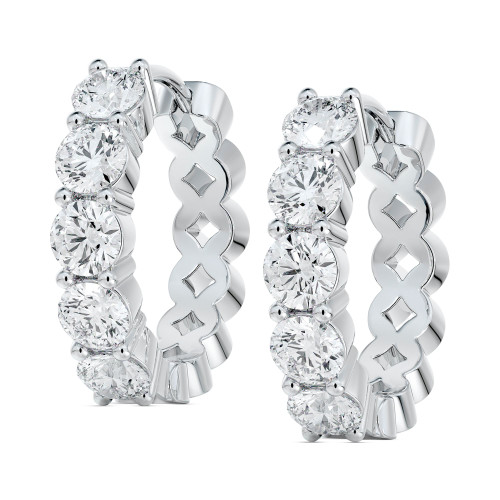 Diamond Extra Small Hoop Earrings (3/4 ct. t.w.) in 14k White Gold, 0.385"
