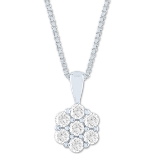 Lab-Created Diamond Cluster 18" Pendant Necklace (1/2 ct. t.w.) in Sterling Silver