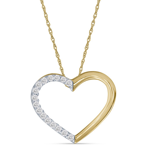 Diamond Half Heart 18" Pendant Necklace (1/10 ct. t.w.) in 10k Gold