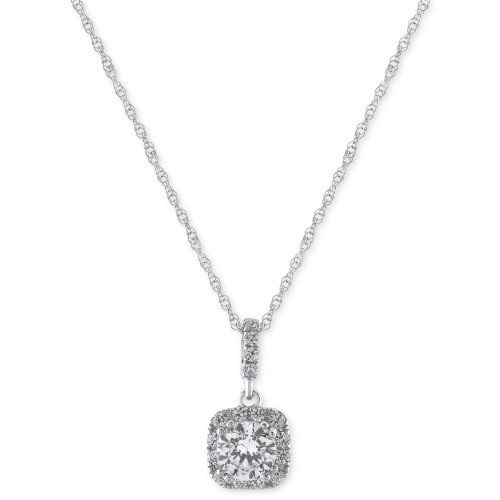 Diamond Halo 18" Pendant Necklace (1/3 ct. t.w.) in 14k White Gold