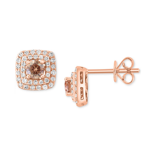 EFFY® Espresso Diamond (1/2 ct. t.w.) & White Diamond (3/8 ct. t.w.) Stud Earrings i 14k Rose Gold