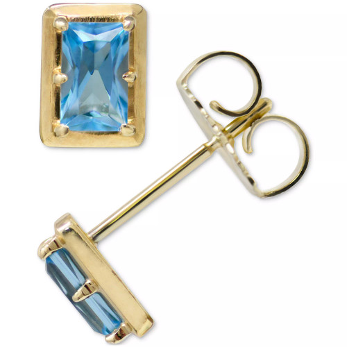 Blue Topaz Stud Earrings in 14k Gold (Also in White Topaz)