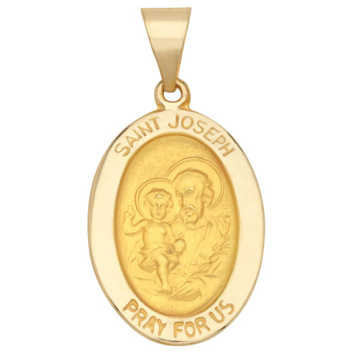 Saint Joseph Oval Medal Pendant in 14k Yellow Gold