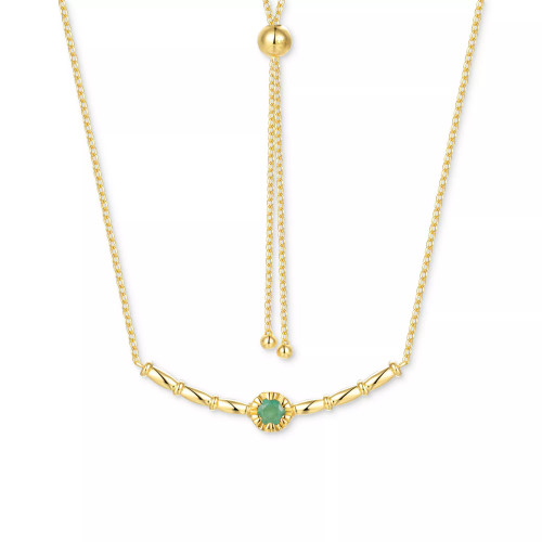 Emerald Polished Bar 18" Bolo Necklace (1/3 ct. t.w.) in Gold-Plated Sterling Silver (Also in Ruby & Sapphire)