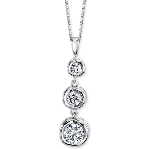 Energy Diamond Three-Stone Pendant Necklace (1/3 ct. t.w.) in 14k Yellow Gold or White Gold