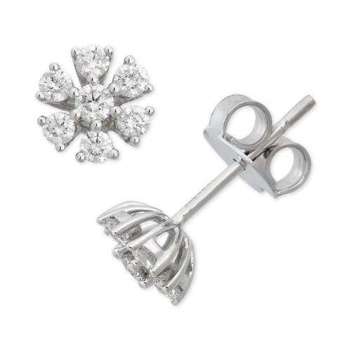Diamond Floral Starburst Stud Earrings (1/4 ct. t.w.) in 14k White Gold