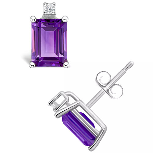 Amethyst (1-1/10 ct. t.w.) and Diamond Accent Stud Earrings in 14K Yellow Gold or 14K White Gold