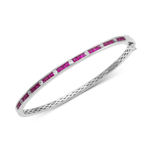 Sapphire (1-7/8 ct. t.w.) & White Sapphire (1/3 ct. t.w.) Bangle Bracelet in Sterling Silver (Also Available in Ruby)